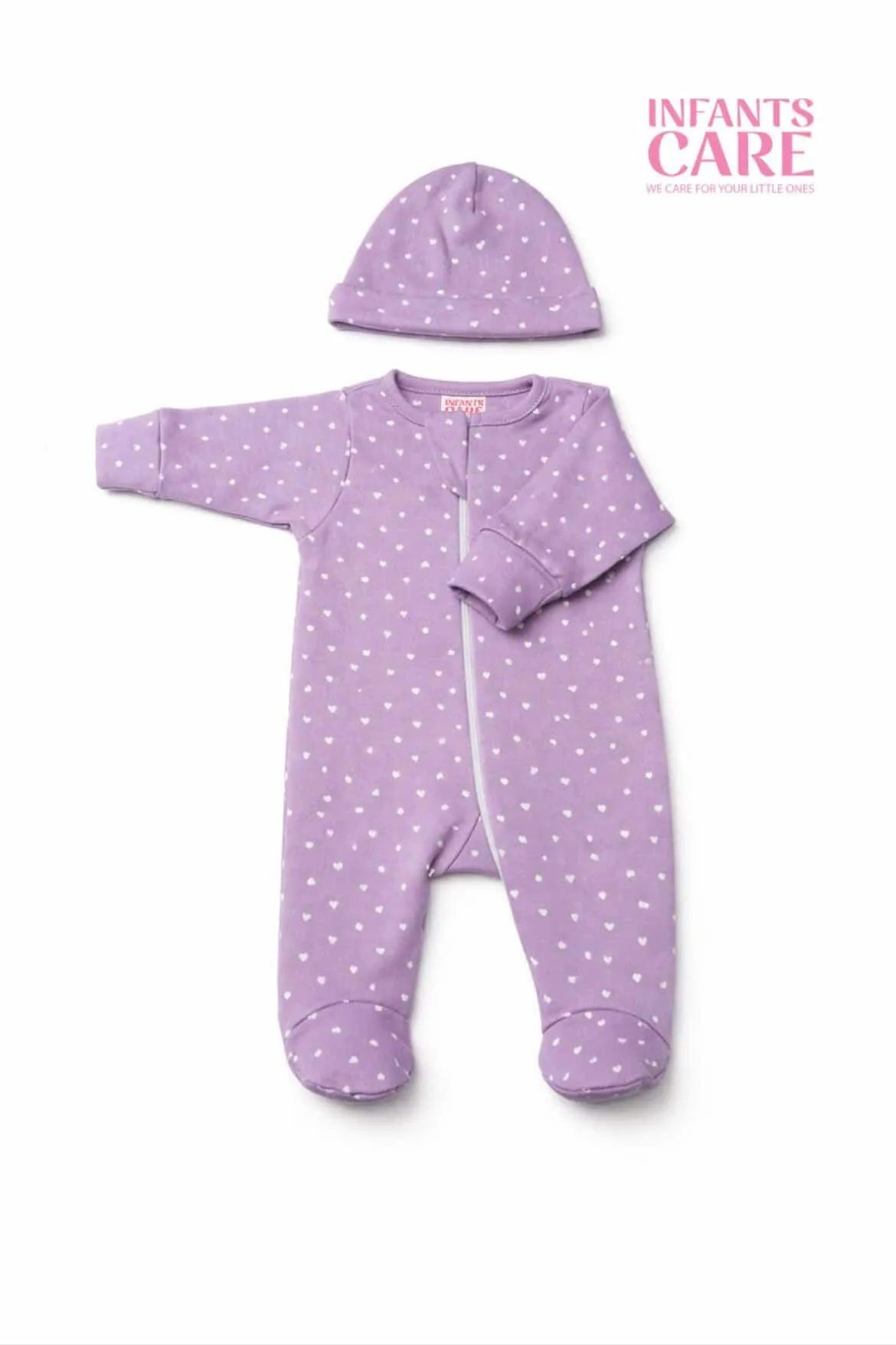 Sleep Suit With Cap - Purple Heart - 3-6 M - image 1