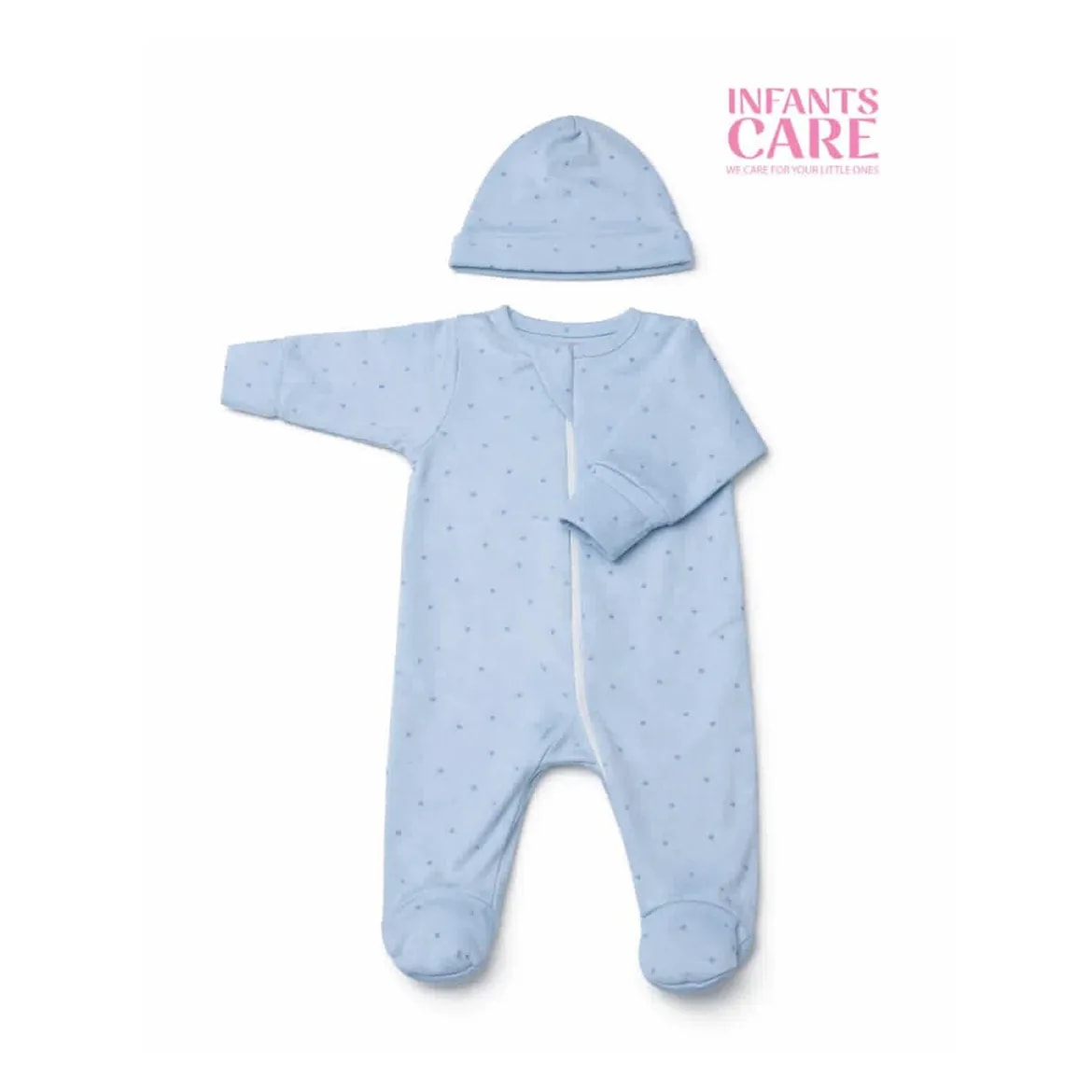 Sleep Suit With Cap - Blue Star