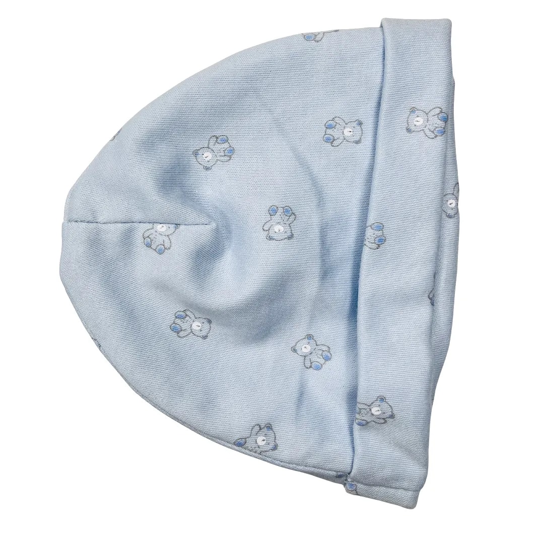 Sleep Suit With Cap – Blue Teddy - New Born image 2